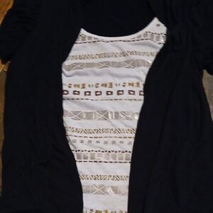 AB Studio Black and White Patterned Tank Top